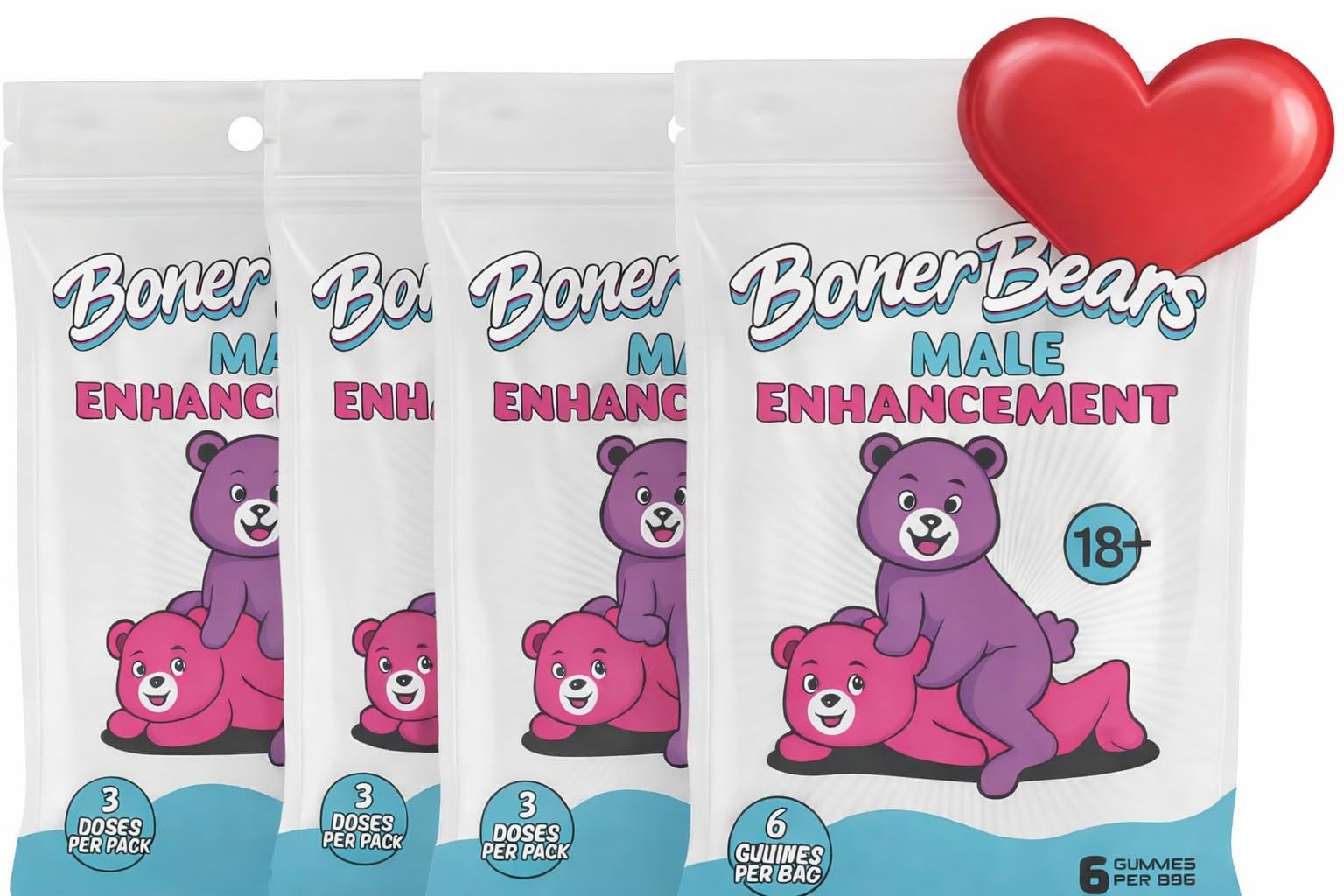 Boner Bears Box of 4 Packs - Boost Gummies for Men, Elite Booster, Power in Every bite, Vegan