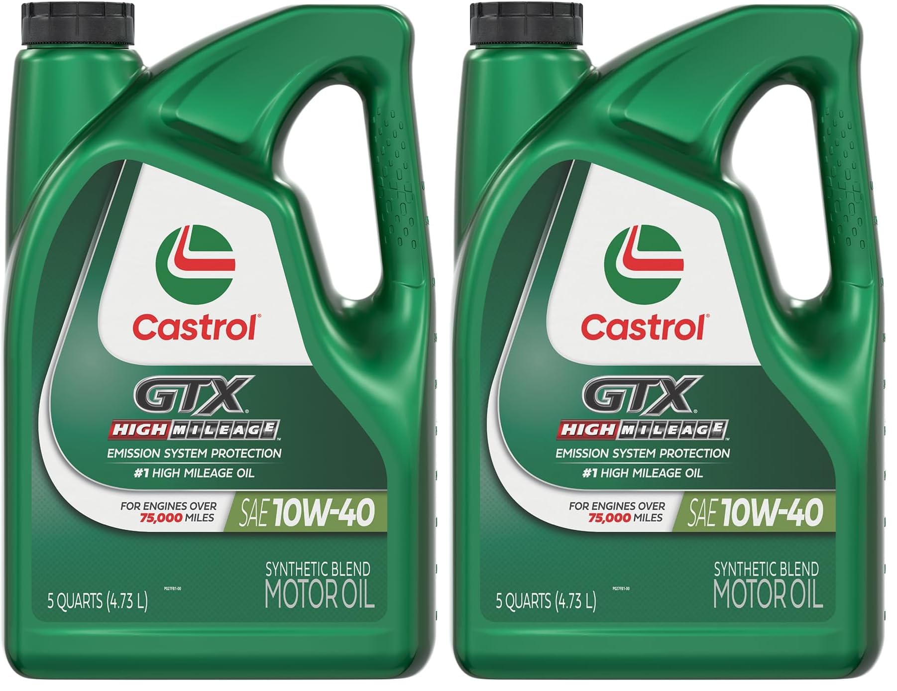 Castrol GTX High Mileage 10W-40 Synthetic Blend Motor Oil, 5 Quarts (Pack of 2)