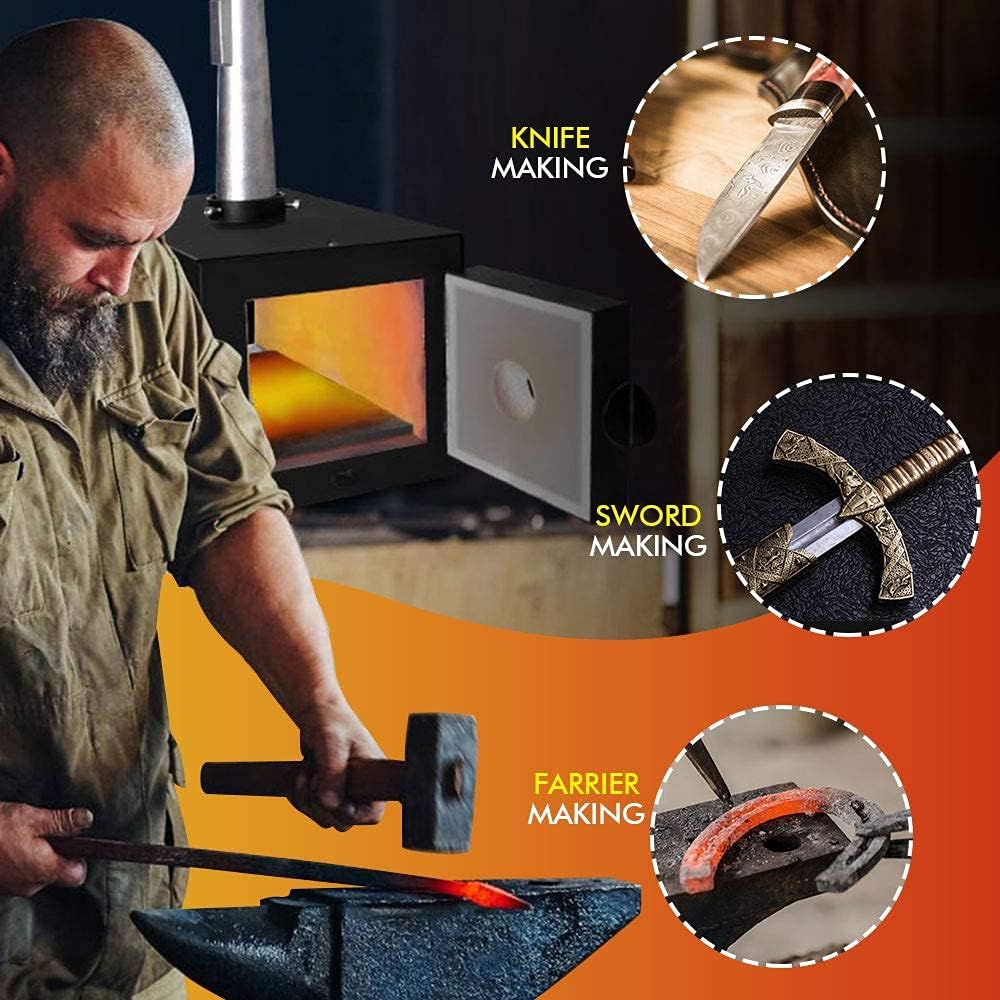Top Brands TOAUTO Portable Propane Forge Single Burner Large Capacity Knife Blacksmithing Forge Kit Metal Casting Kiln Tool Making Farrier Forge （Liner 5.5‘’ x 5.5‘’ x 12 ‘’）