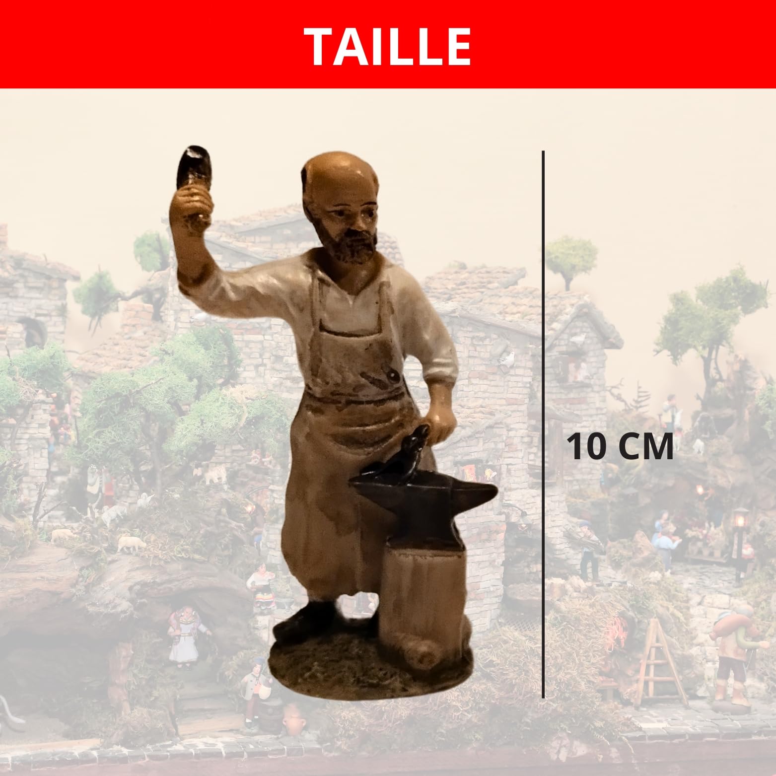 Lot 12 Santons 10 cm – Personnages Métiers pour Crèche – Figurine Crèche Noël – Nativité, Crèches et Santons, Décoration Traditionnelle