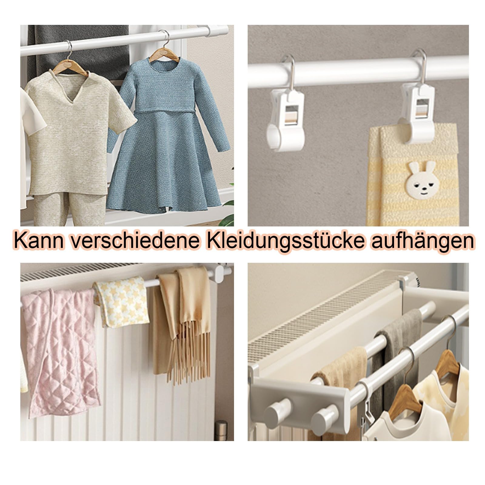 Heizkörper-Handtuchhalter, ohne Bohren, beheizter Handtuchhalter, weiß, Einzelstange, 70 cm, perfekt für Wäschetrockner, platzsparendes Design für Badezimmer und Küche
