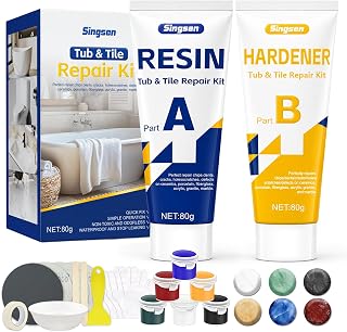Badewannen Reparaturset Weiß, 160g Fliesen- und Keramik-Reparaturset für Waschbecken, Emaille und Porzellan, zum Ausbessern von Kratzern, Rissen, Löchern und Abplatzungen