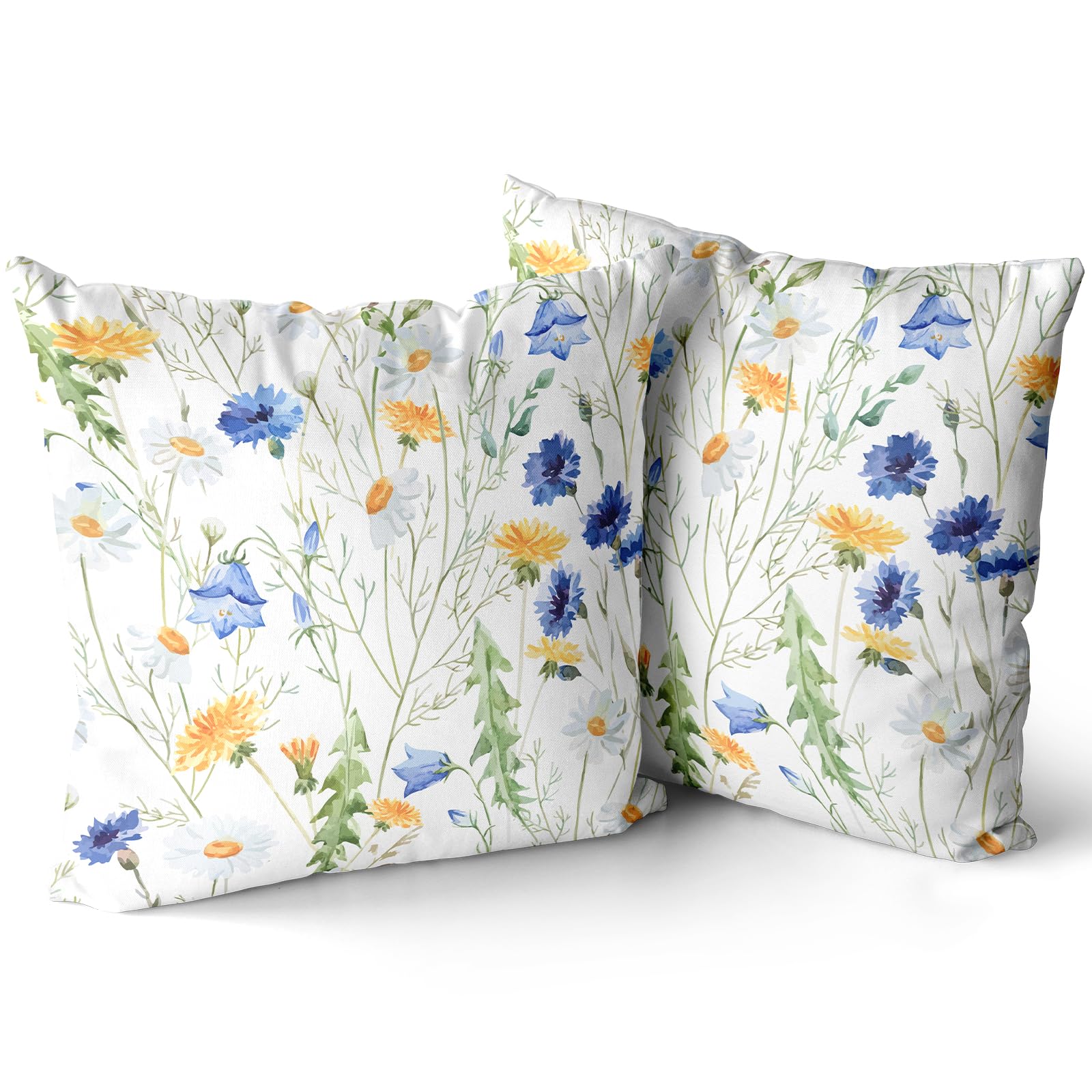 XPHZZL Cushion Covers Set of 2 Pack 45 x 45 cm(18x18 inch)- Dutch Velvet Double Sided Garden Floral Decorative Pillow Covers for Sofa Bed Garden Outdoor Spring Decor Set of 2-White