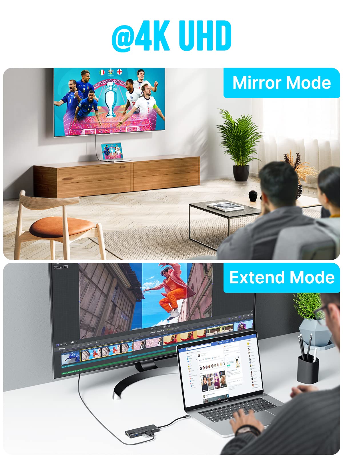 Lemorele Hub USB C con Gigabit, adattatore USB C 5 in 1 a RJ45 Ethernet 1000Mbps, 4K HDMI, 2 USB 3.0, 100W PD, per SteamDeck, MacBook Pro/Air, iPad, ChromeBook Pixel, Matebook, PC Tablet Type-C