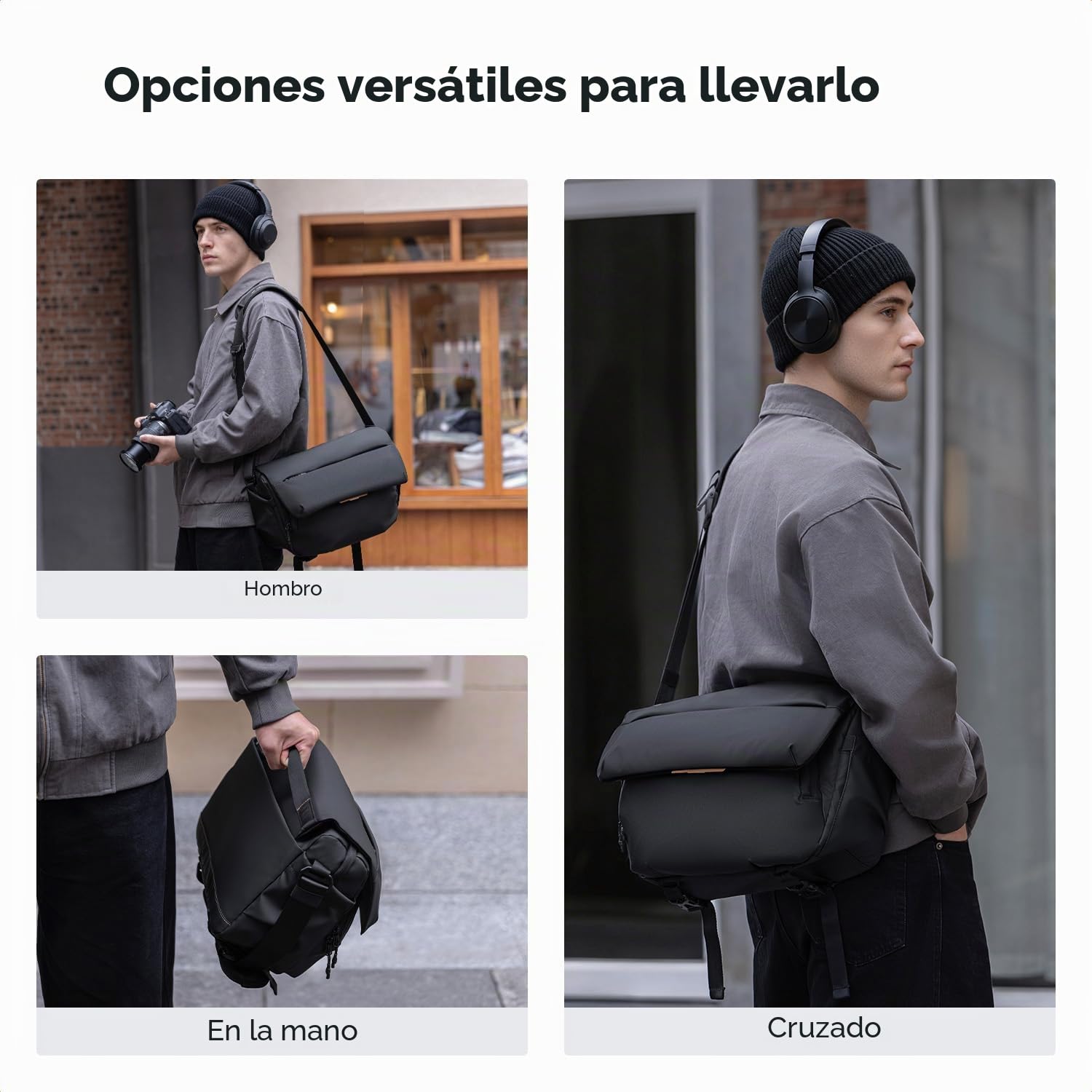 K&F CONCEPT Bolsa para Cámara Sling 15L Gran Capacidad, Funda Impermeable para Réflex, Bandolera Resistente, Compatible: 1 Cámara + Objetivo 70-200mm f/2.8 + Portátil 13 Pulgadas