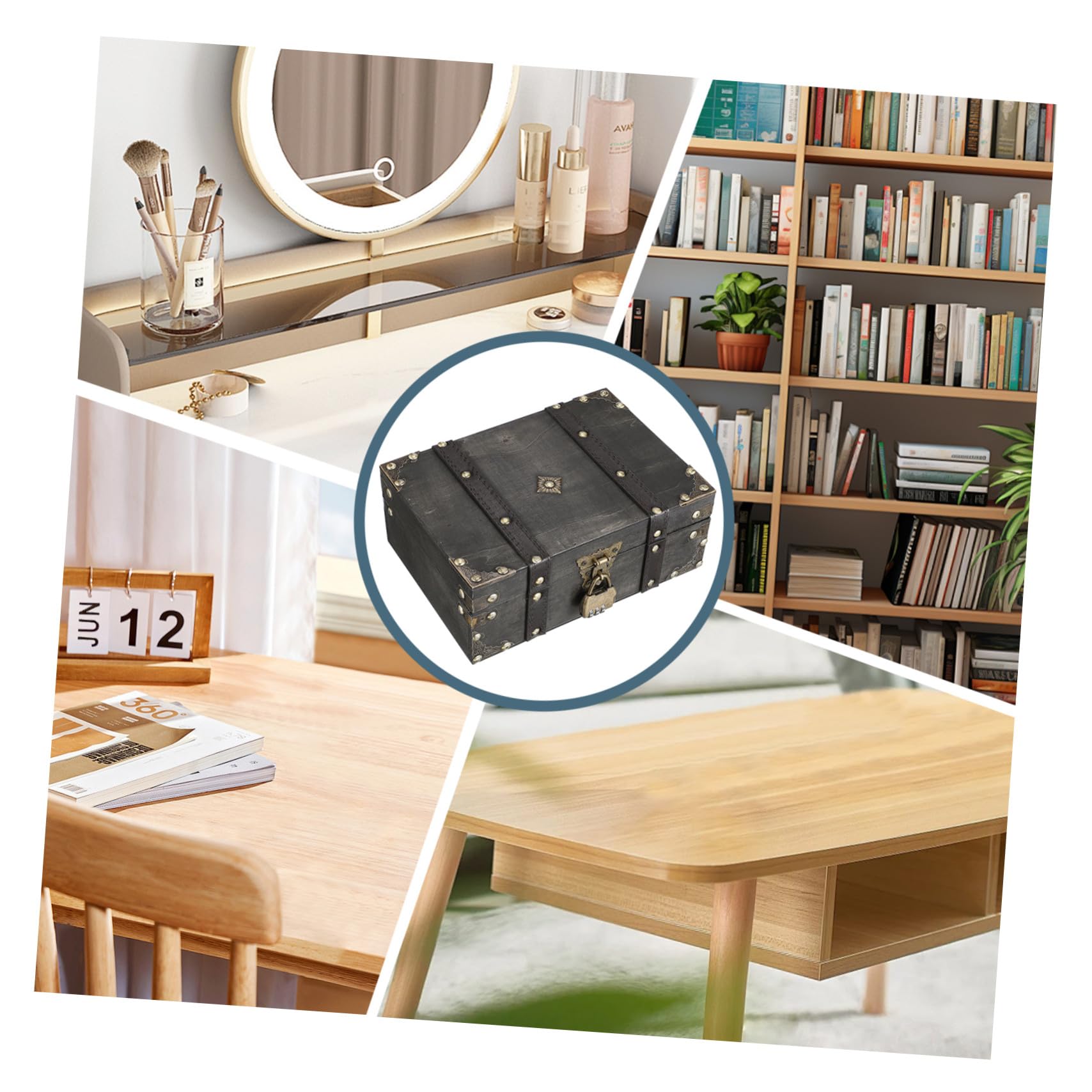 SOLUSTRE Schmuckkästchen Mit Schloss Und Vintage-design Aufbewahrungsbox Für Damen Und Herren Abschließbares Schmuckkästchen Aus Bruchfestem Material Für Zuhause Und Reisen