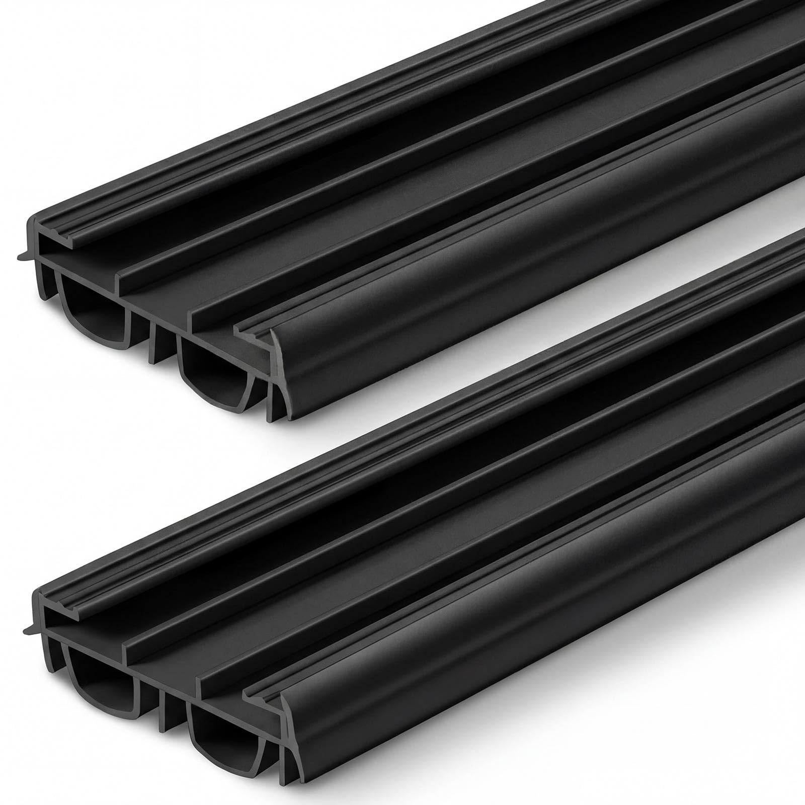 Photo 1 of Pushglossy 2 Pcs 36" Kerf Door Sweep, Double Bubble Slide on, Black