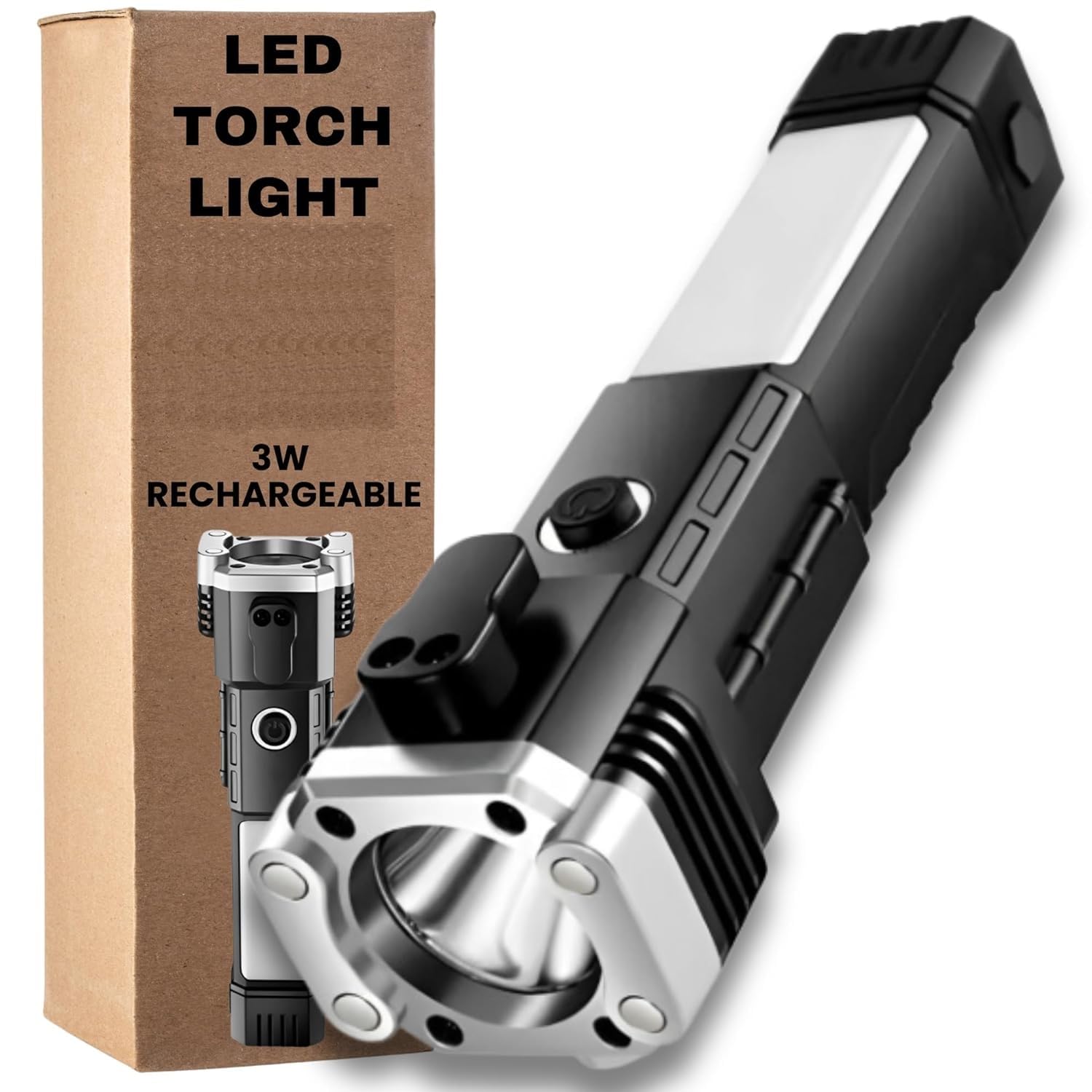 Dangfly Torch Lights Rechargeable | with SOS Mode | 7 Mode LED COB | with Hammer | Seat Belt Cutter Built | Plastic Body | 17 * 5 cm (1 Led) (B0D6G8G92D) Amazon Price History, Amazon Price Tracker