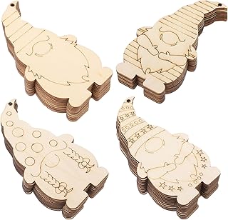 Ciieeo 40pcs Wooden Blank Gnome Slice Unfinished Gnome Slices Hanging Gnome Cutouts for Christmas Home Wall Decoration