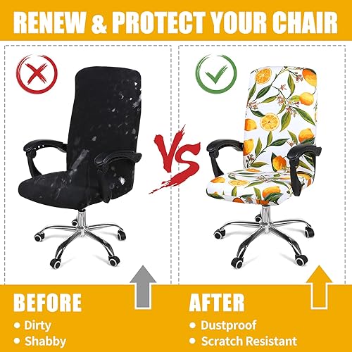 Miniatura 7 de smiry - Funda protectora para silla de oficina, cubierta estampada y elástica para silla giratoria, removible, lavable y resistente al polvo con
