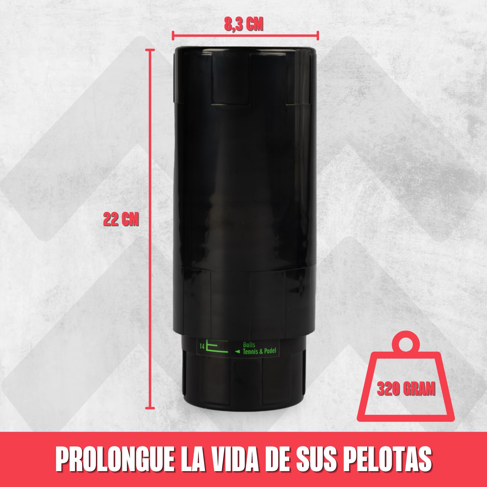MATCHU - Regulador de Presión para Pádel y Pelotas de Tenis - Soporte de Presión - Reparador de Presión - Presurizer de Bolas - Guardián de Presión - Ahorro de Presión - Extender la Vida Útil - Negro