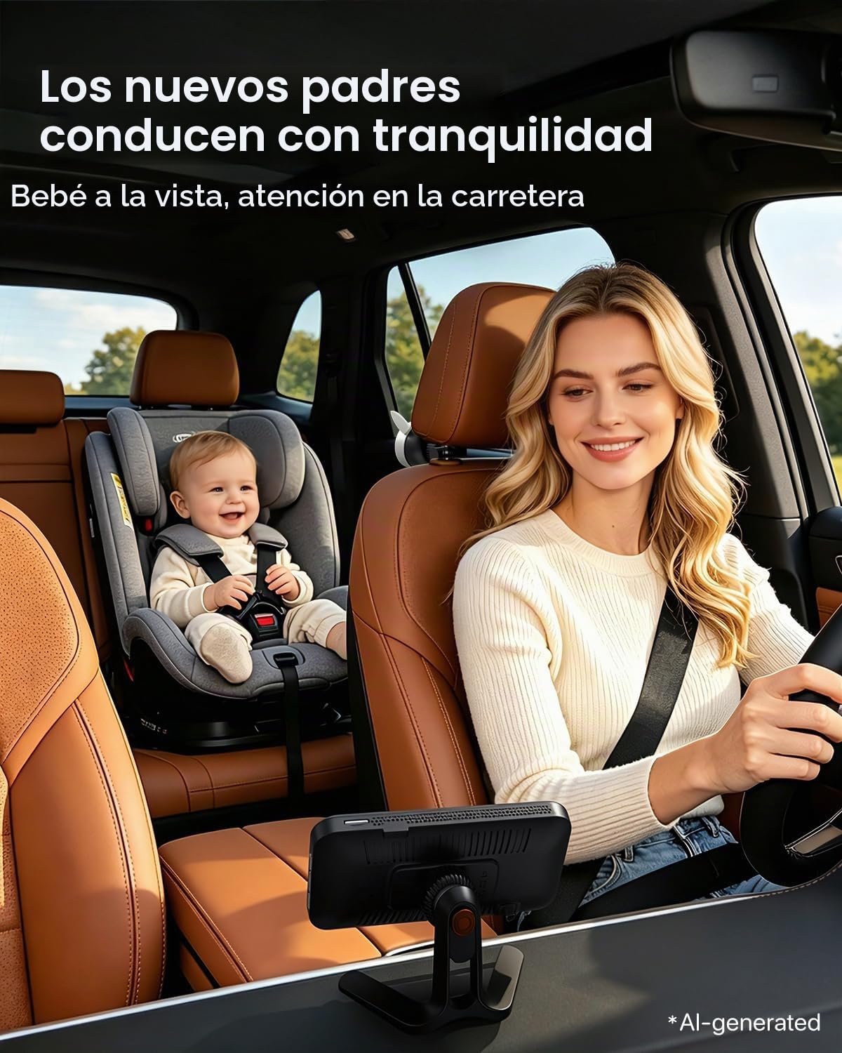 Babyvue Cámara USB para coche de bebé, monitor de asiento trasero, espejo de asiento de coche