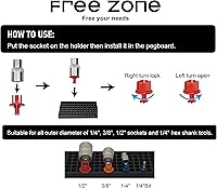 Vista 3 de FREE ZONE Juego de Organizador de Herramientas de Tablero de Clavos Grande de 68 Piezas, (Negro) Caja de Herramientas y Almacenamiento, Organizador