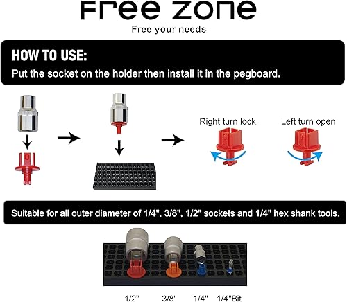 Miniatura 3 de FREE ZONE - Juego de organizador de herramientas de tablero de clavijas grande de 68 piezas, caja de herramientas y almacenamiento, caja de