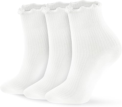 8 pares de calcetines con volantes para mujer, calcetines con volantes para niñas y mujeres, color liso, borde de lechuga, cómodos, transpirables,