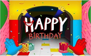 Allenjoy Video Game Happy Birthday Backdrop Colorful Cartoon Children Party Banner Decorations Supplies Photography Background Cake Table Decor Supply Photo Booth Studio Prop