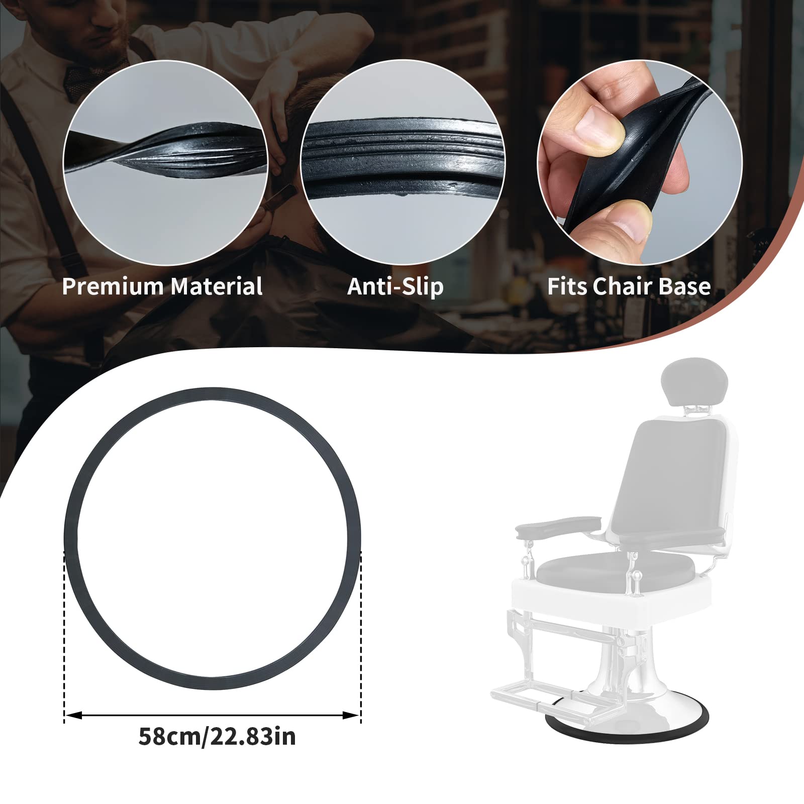 Anillo base de goma para silla de salón de 3 piezas, equipo de salón, junta de anillo de goma protectora, silla de estilo hidráulico con base de goma redonda 3