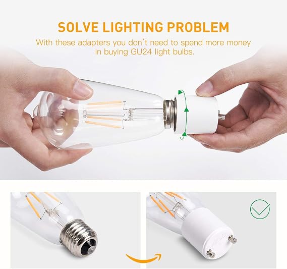 JACKYLED Gu24 Adapter 25-Pack Converts GU24 Pin Base Fixture to E26 E27 Standard Screw-in Socket