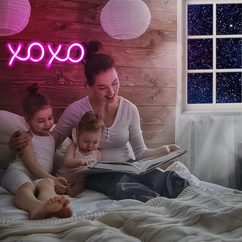 Miniatura 6 de ENUOLI XOXO - Letrero de neón rosa para dormitorio, letrero de neón rosa alimentado por USB, decoración de pared, decoración del hogar, letrero LED
