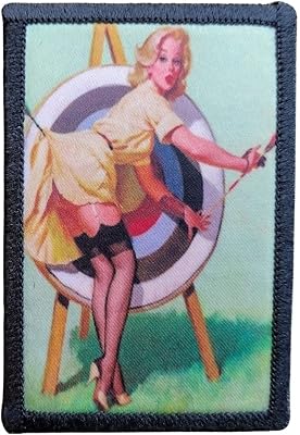 Archery Pinup Girl Morale Patch Removable Hook and Loop for Molle Gear, Operator Hat, Rucksack, Pack Bag, Backpack, Made in The USA