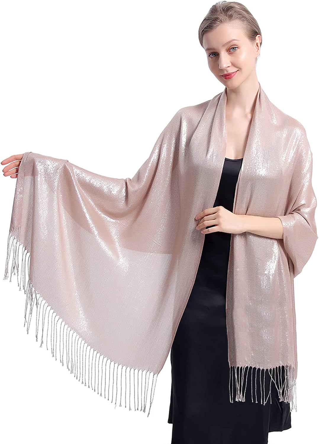 Sparkly Metallic Shawls and Wraps,Women's Glitter Pashmina Shawl Scarf forformal Evening Party Dresses - Image 3