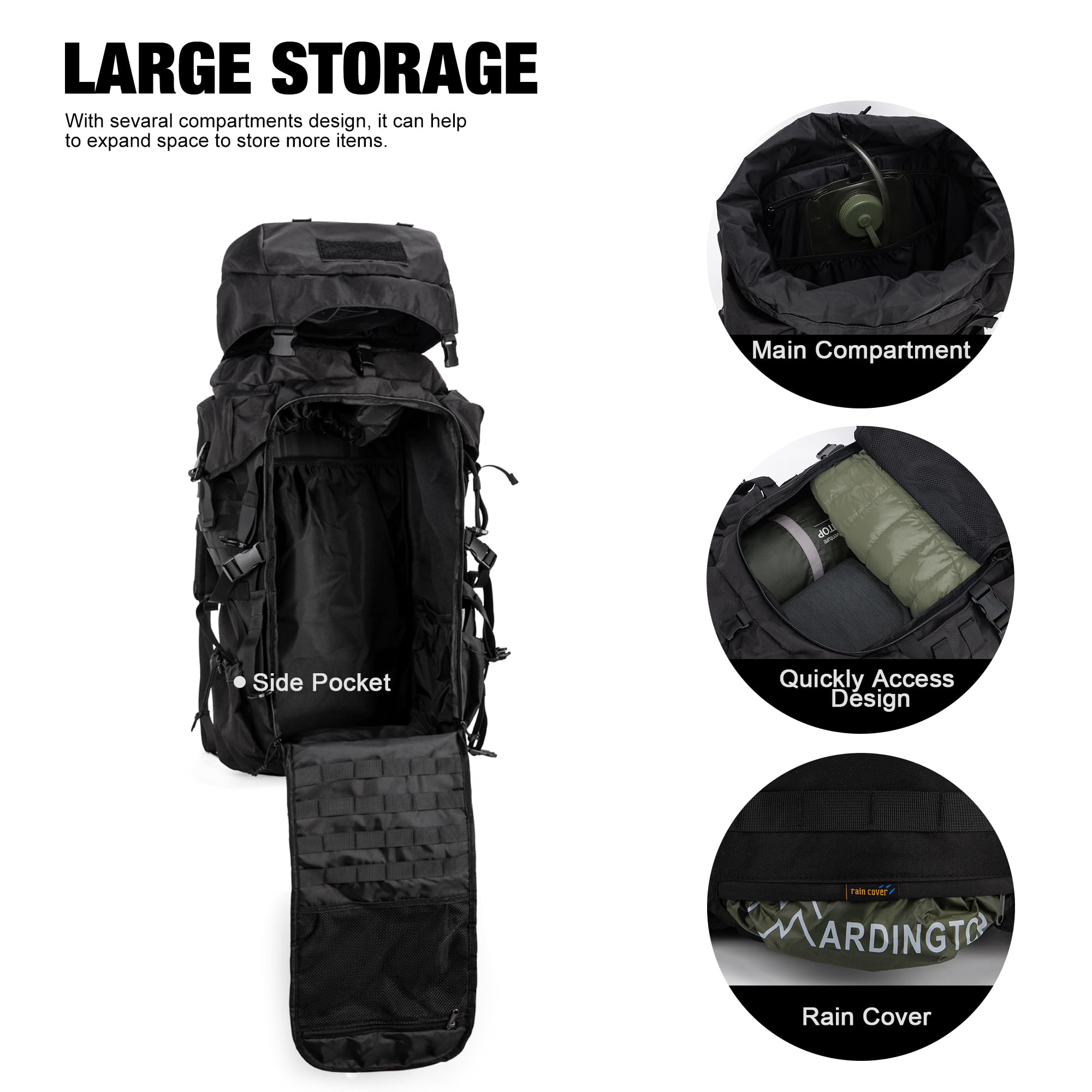 Mardingtop Plecak turystyczny, trekkingowy, 70 l, plecak taktyczny