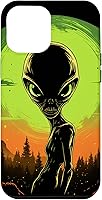 Vista 1 de iPhone 15 Pro Max Cute Green Alien Head UFO Space Face Alien Case