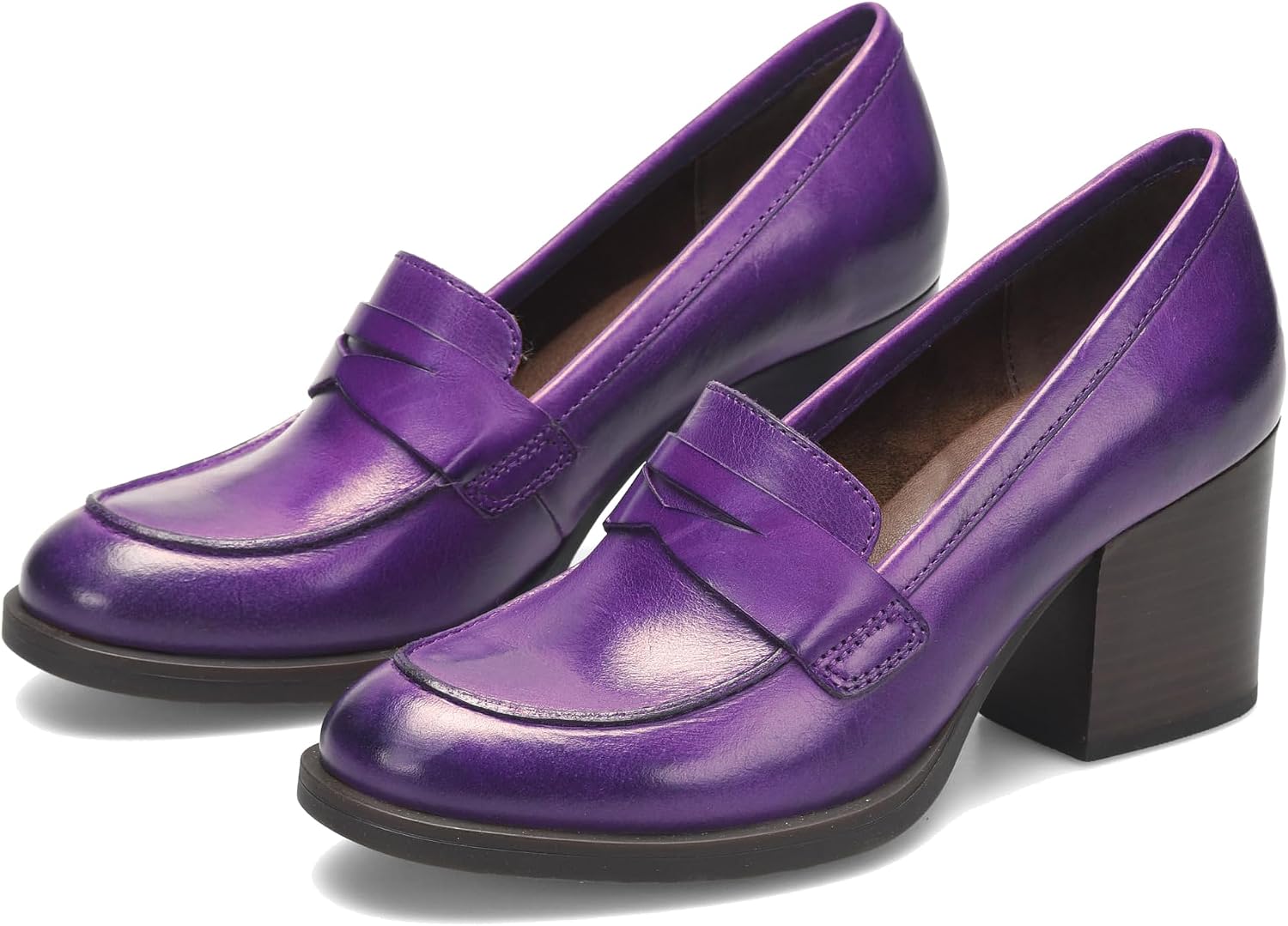 SHODENSE Women Vintage Chunky Heel Loafers Pumps Platform Round Closed Toe Oxford Shoes Burnished Patent Matte Suede Slip On Dress Loafer Block Stacked Heels Office Formal Work Business 4-11 M US