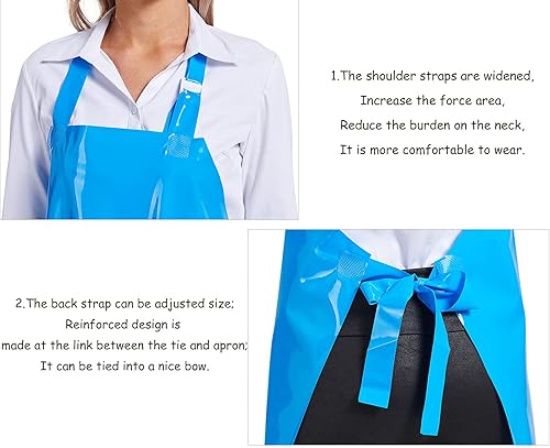 Miniatura 4 de Nanxson Delantal impermeable de TPU Delantal de trabajo industrial ligero con hebilla ajustable delantales de carnicero para lavavajillas CF3148