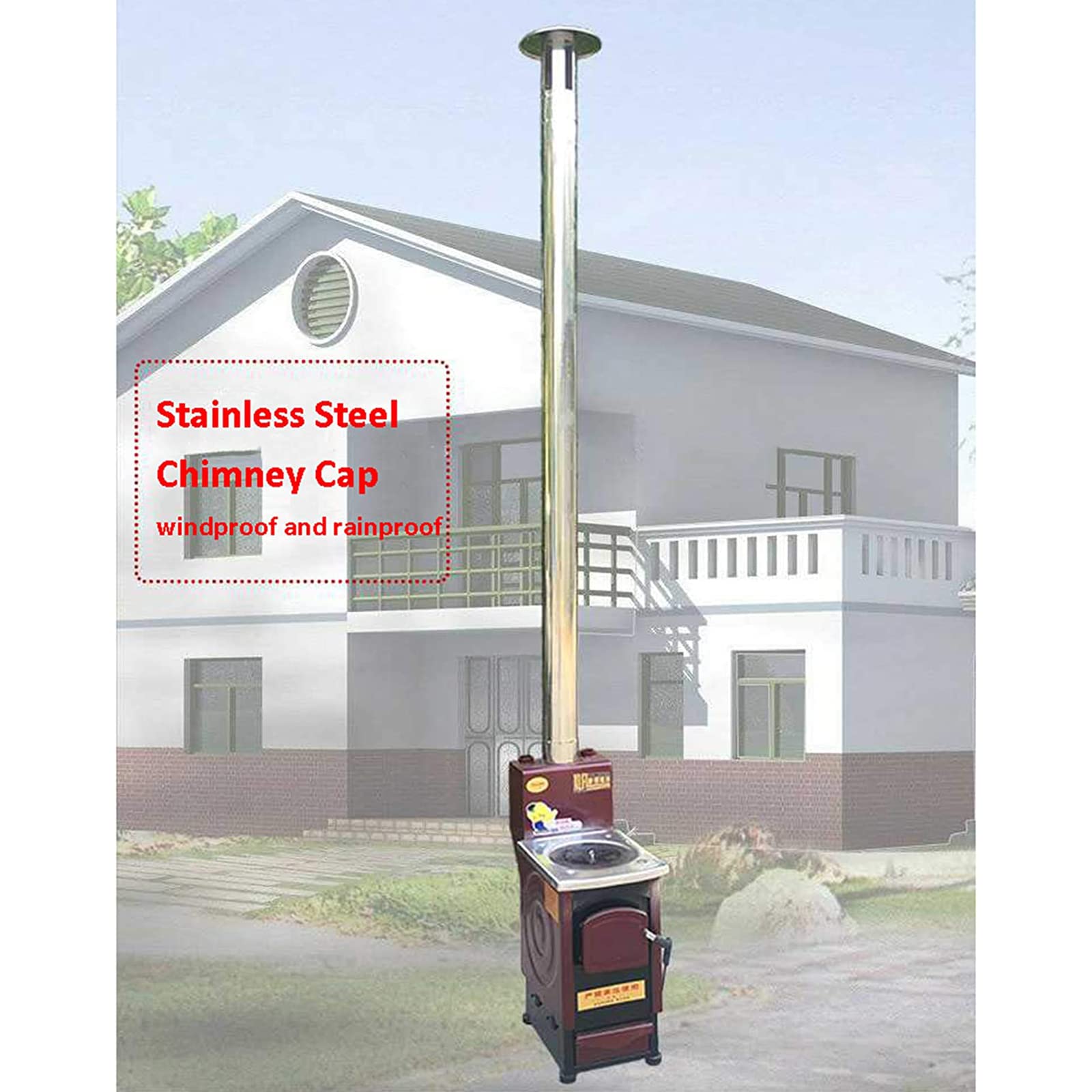 Tapa de Chimenea de Acero Inoxidable, protección contra la Lluvia, protección contra Incendios, Tapa de ventilación Redonda, Tapa Protectora de conductos, 10 cm