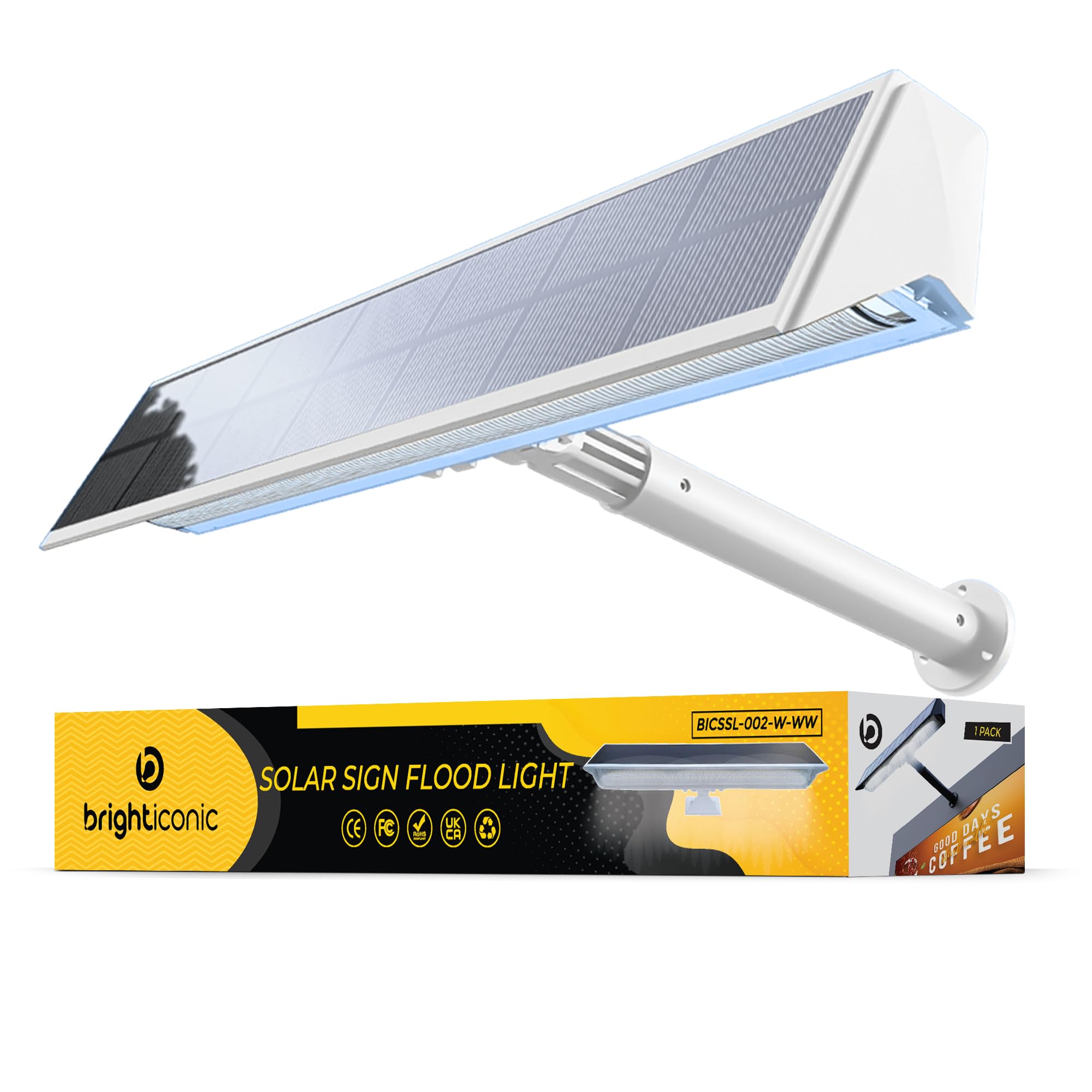 Solar Sign Lights Outdoor White – LED Solar Sign Light for House Numbers & Real Estate Signs – 13" Cool White Floodlight, IP65 Waterproof, Dusk to Dawn Solar Mailbox Light