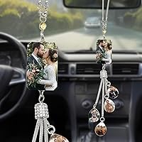 Vista 9 de Accesorios de coche colgantes de cristal con foto personalizada para mujeres y hombres, imágenes personalizadas para espejo retrovisor