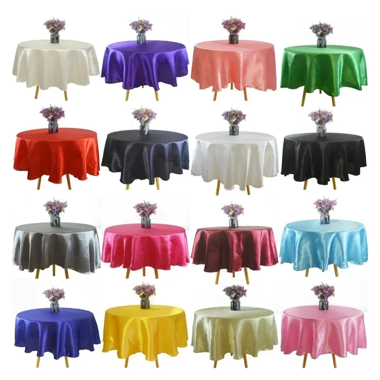 Runde Satin Tischdecke Grün 145 cm Glänzend Tischauflage für Hochzeit Party Esszimmer