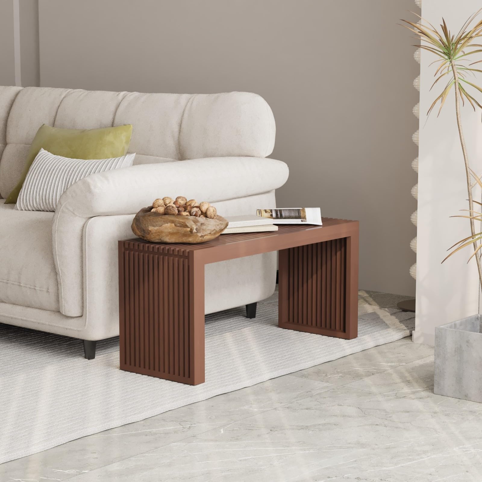 APRTAT Bamboo Dining Bench 35 Inch Indoor Wooden Shoe Benches for Entryway | Entryway Shoe Rack Bench.,Solid Bamboo Benches,for Living Room, Hallway, Bedroom, Bathroom,Easy Assemble,Slatted Design,