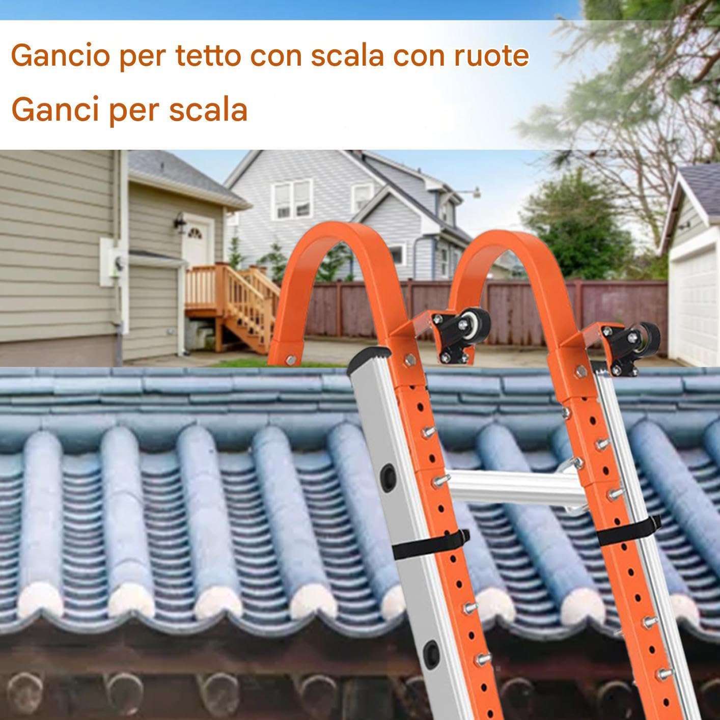 Gancho para escalera de tejado Con Ruedas Alta Resistencia Agarre | Herramienta Antideslizante Para Paredes tejado, ventana, pintura paredes, mantenimiento del hogar,