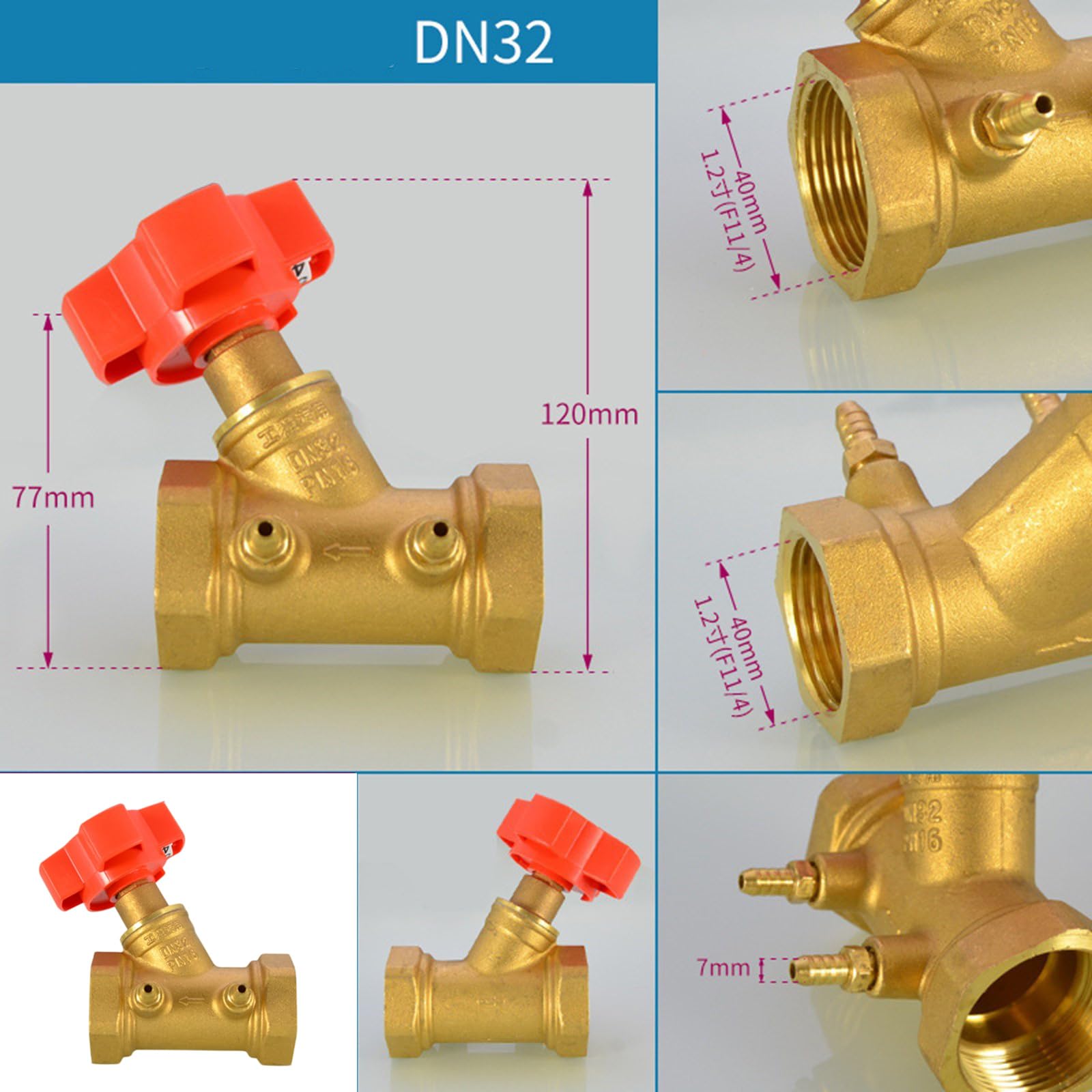 Ottone Professionale Valvole Controllo del Flusso con Pressione Sistemi Riscaldamento per Porte Valvole bilanciamento per Tubi Varie Dimensioni Sistemi Riscaldamento per Porte per Tubi
