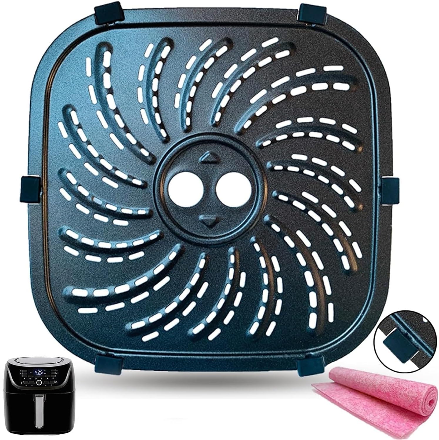Plateau De Rechange Pour Friteuse à Air PowerXL Vortex Pro 8QT - 19,4x19,2 Cm - Acier Carbone Antiadhésif