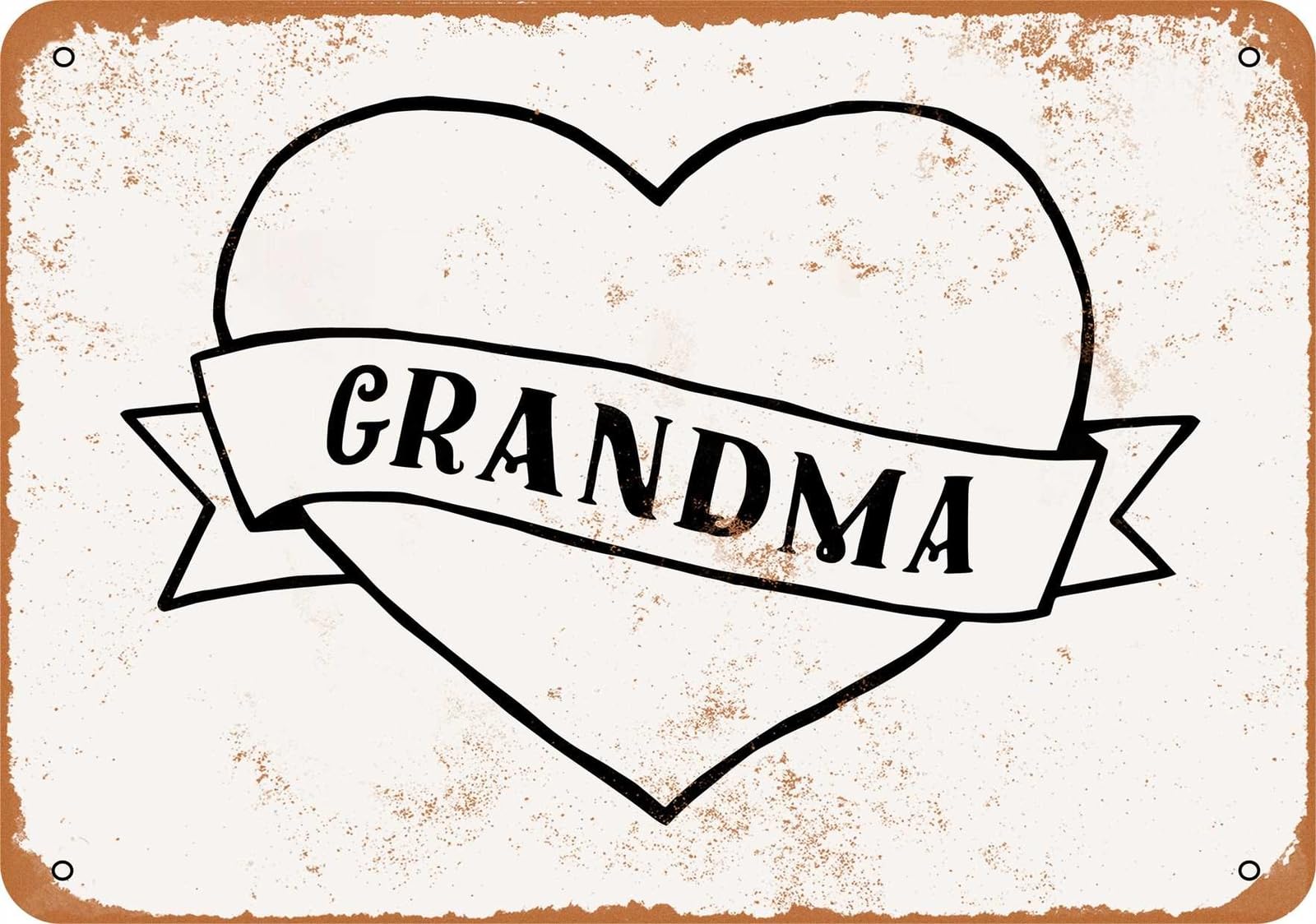 Miaomansenstore Metal Sign - Grandma Heart Banner - Vintage Look Home Decor