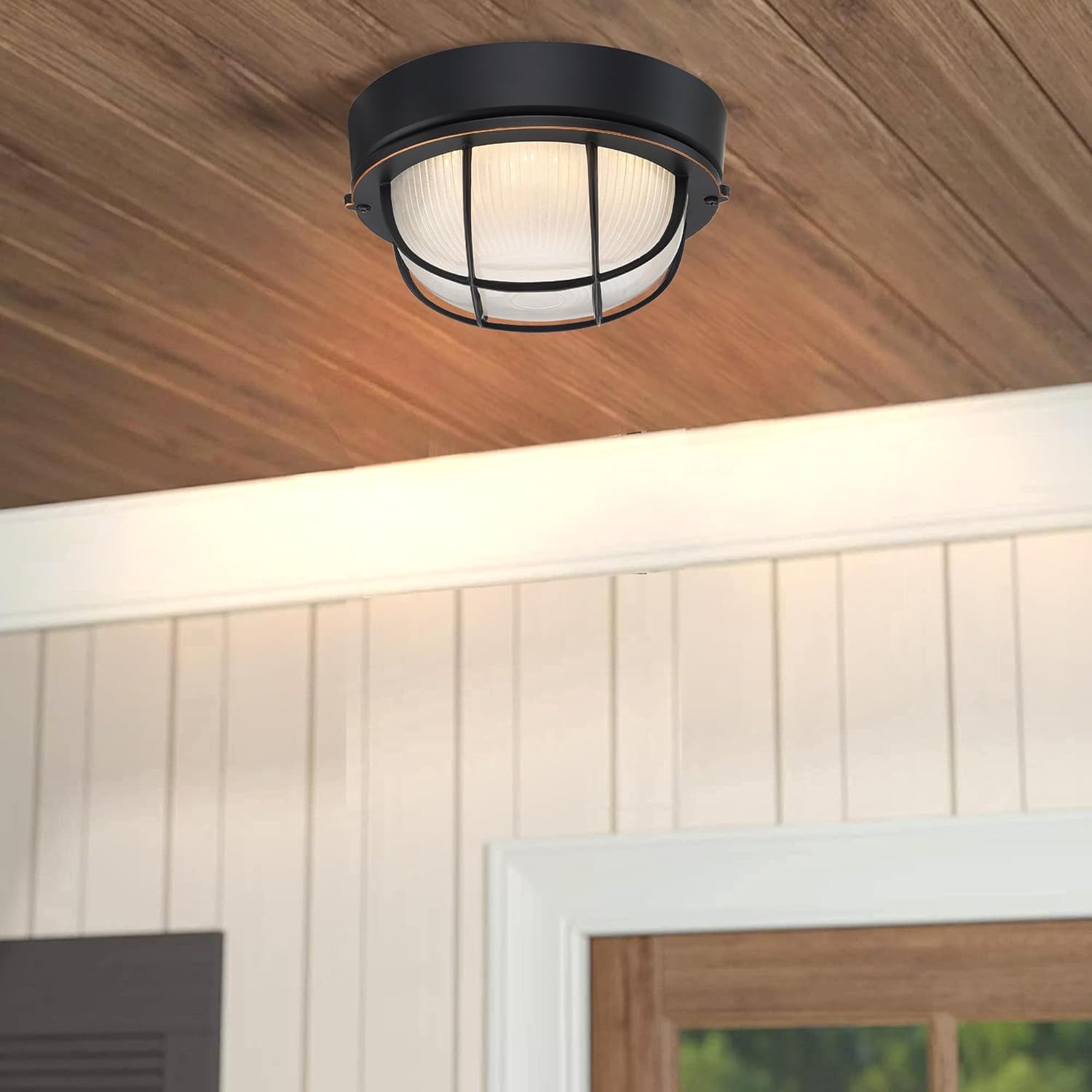 8" Round Bulkhead LED Light Oil Rubbed Bronze - Nautical Outdoor Wall Light 3000K, 1500LM, 15W, Waterproof, Rust-Proof, Industrial Farmhouse Oil Rubbed Bronze Bulkhead Light