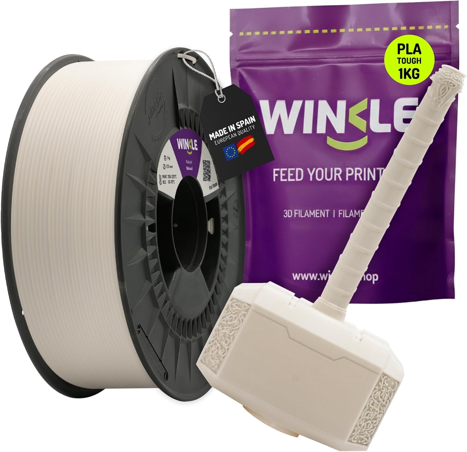 Winkle Tough Natural PLA Filament | PLA 2.85mm | Printing Filament | 3D Printer | 3D Filament | Natural Color | 1000g Spool