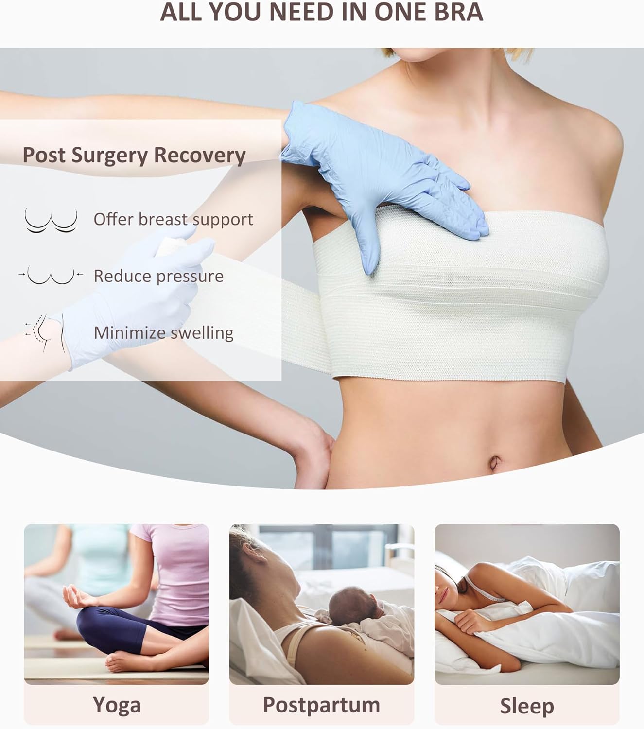 FeelinGirl Mastectomy Bras for Women Compression Post Op Surgery Bra Front Closure Surgical Recovery Everyday Bra - Image 6