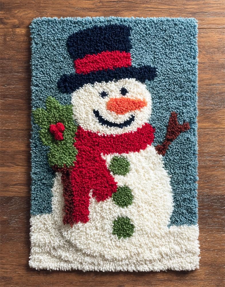 FWRTYCB Latch Hook Rug Kit Christmas Snowman Xmas Father