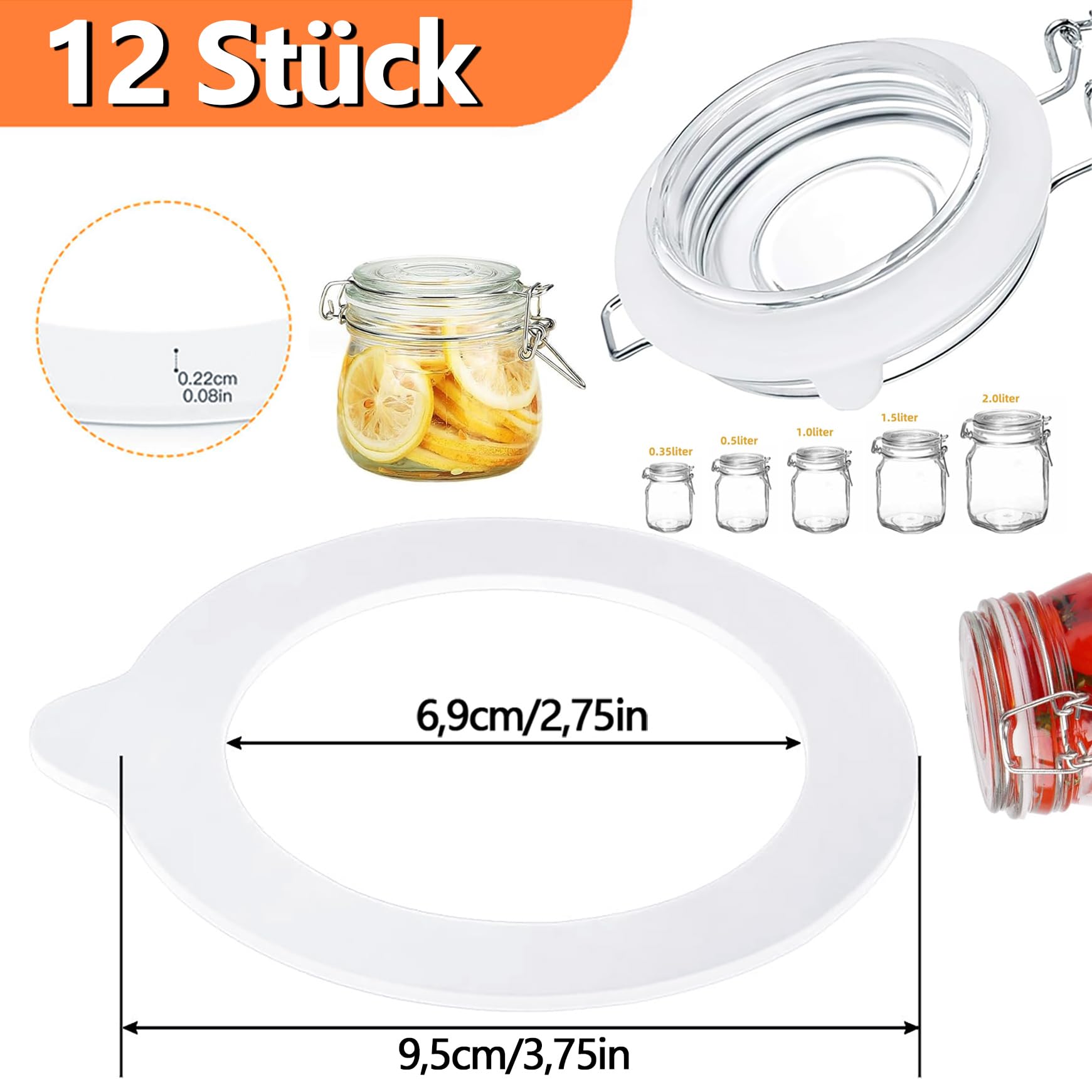 10 Guarnizioni In Silicone Per Barattoli - Ø Esterno 9.5 Cm, Ermetiche E Riutilizzabili - Foto 9
