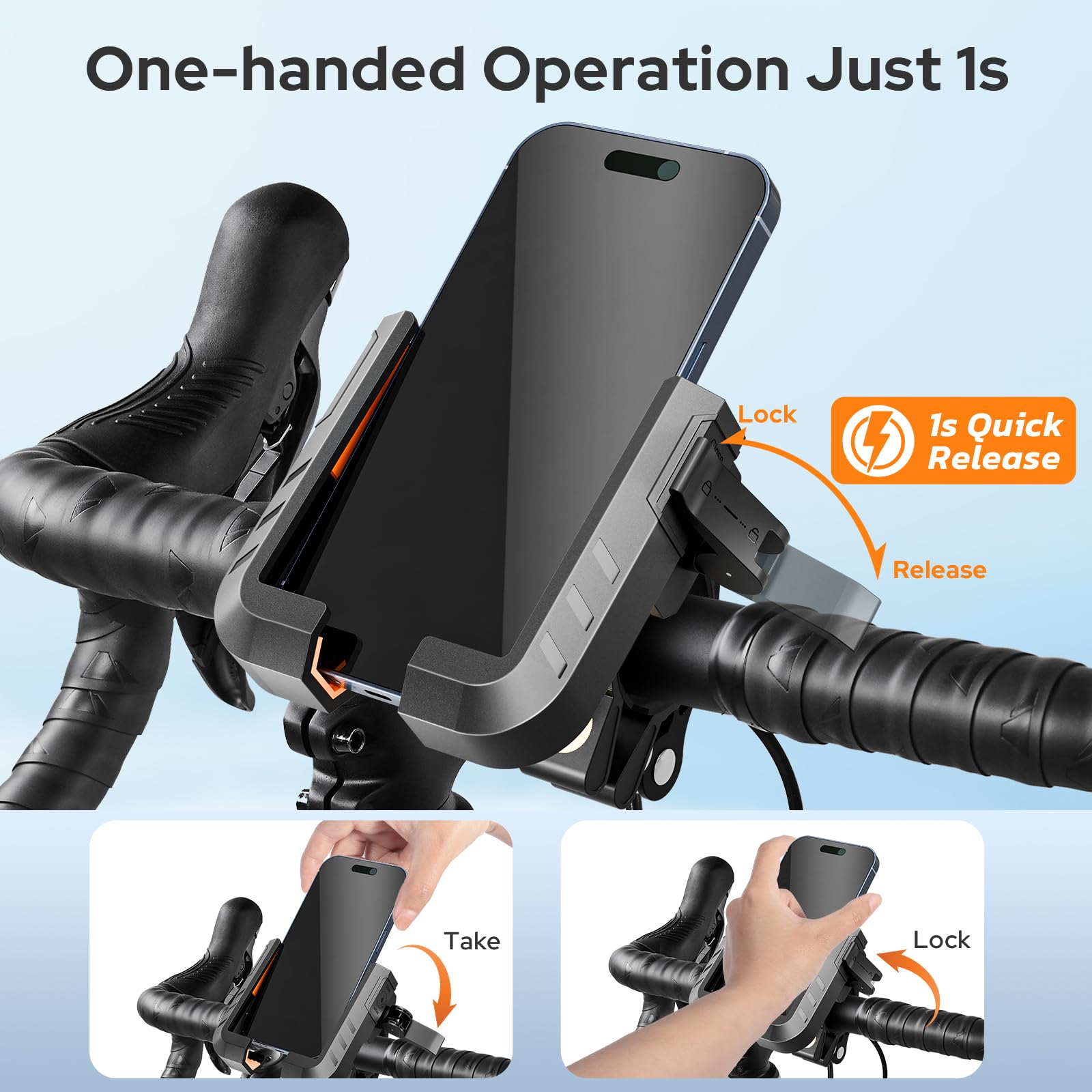 Zivacate Uchwyt na Telefon Rowerowy, 360° Obracalny Uchwyt na Telefon Motocyklowy, Uchwyt Telefon Rowerowy Kompatybilny z iPhone 13 15 14 Pro Max Plus, Samsung (Max), Telefon 4.7'' do 7.2''
