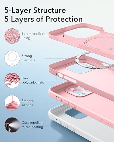 Vista 81 de ESR Funda para iPhone 15 Pro Max, compatible con MagSafe, de grado militar, negro transparente