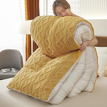 Thickened Super Soft Insulation Hibiscus Winter Quilt,Warmth Fluffy Plush Sided Velvet Blanket,Winter Double Sided Fluffy Lamb Fleece Quilt Blanket for Cold Weather150x200cm/59x79in, C