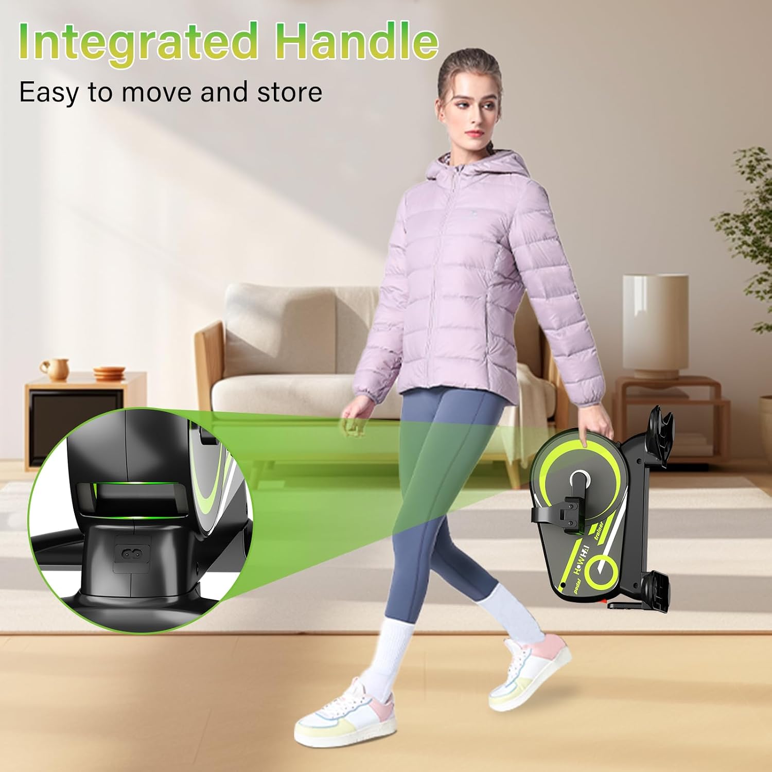Mini Exercise Bike, Motorized Under Desk Pedal Exerciser Leg/Arm Cycle for Senior, Auto&Manual Mode, Adjustable Speed, LCD Display, Remote Control