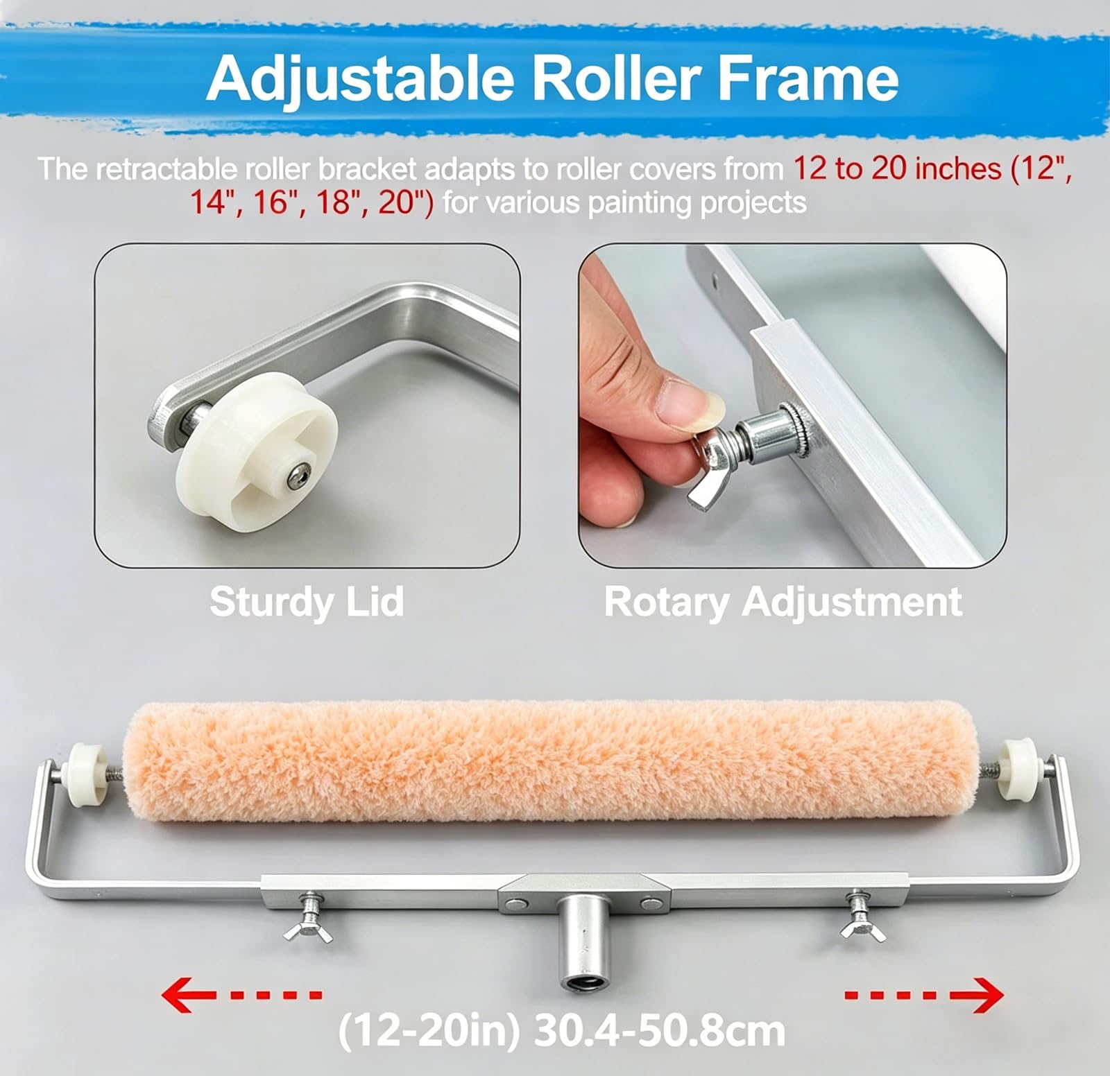 Farbroller wandfarbe 30-50 cm verstellbare Farbrollerrahmen mit Verlängerungsstange, extra breites Wand-/Deckenroller-Set, Heimwerkerbedarf für Maler