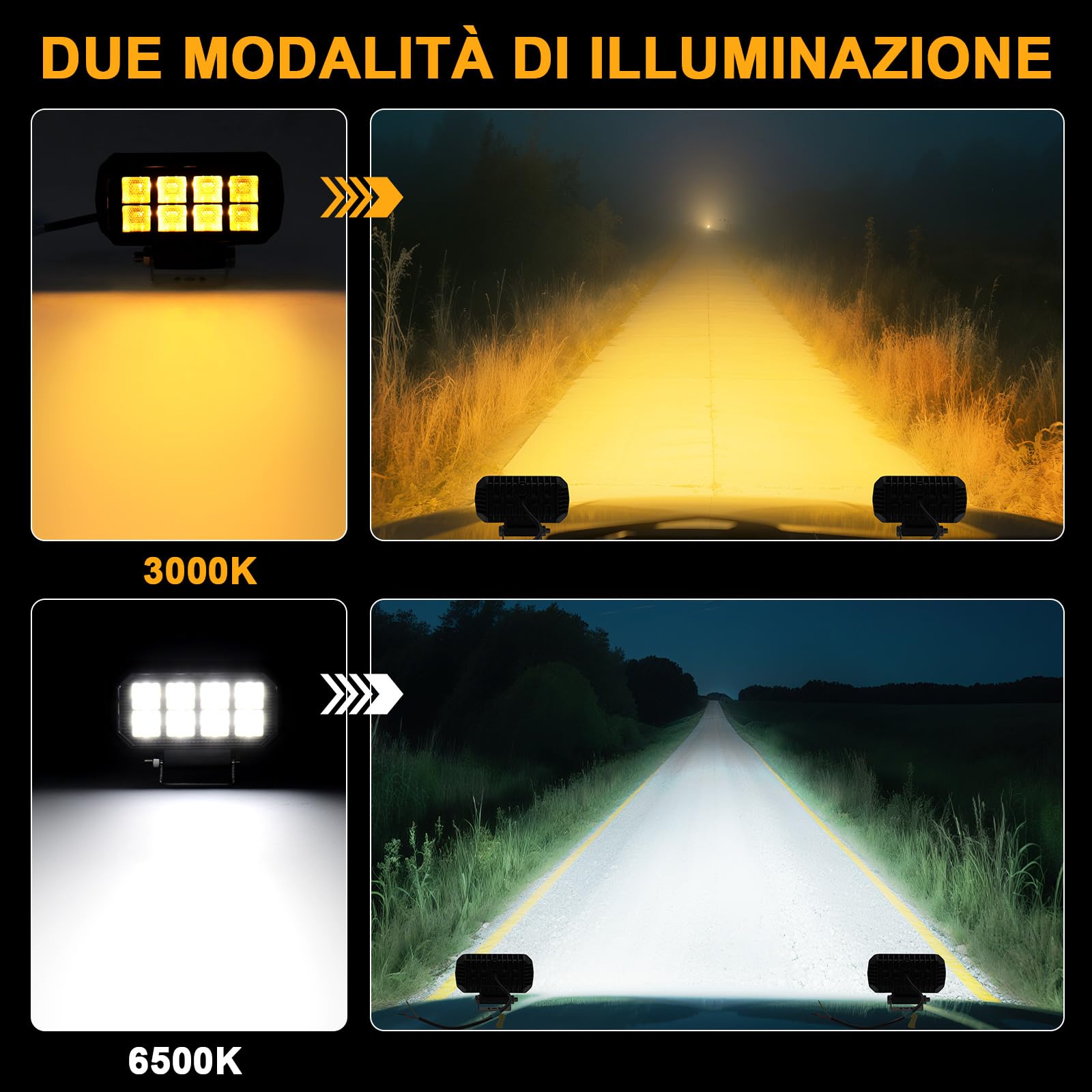 antom 2 pezzi fari led trattore 172W 9-60V 20400 Lumen faro LED IP68 impermeabile faretti led 12v per escavatori, trattori, rimorchi, ATV, camion, veicoli fuoristrada, moto