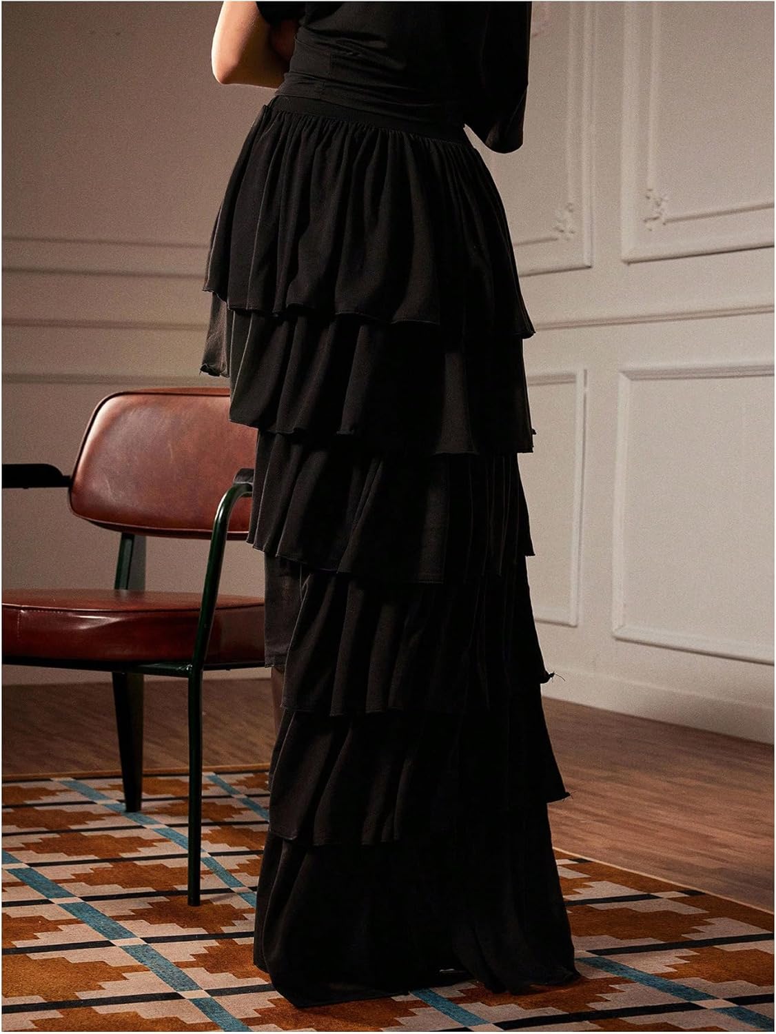 Floerns Women's Western Tiered Layered Ruffle Maxi Skirts High Low A Line Flowy Going Out Skirts - Image 3